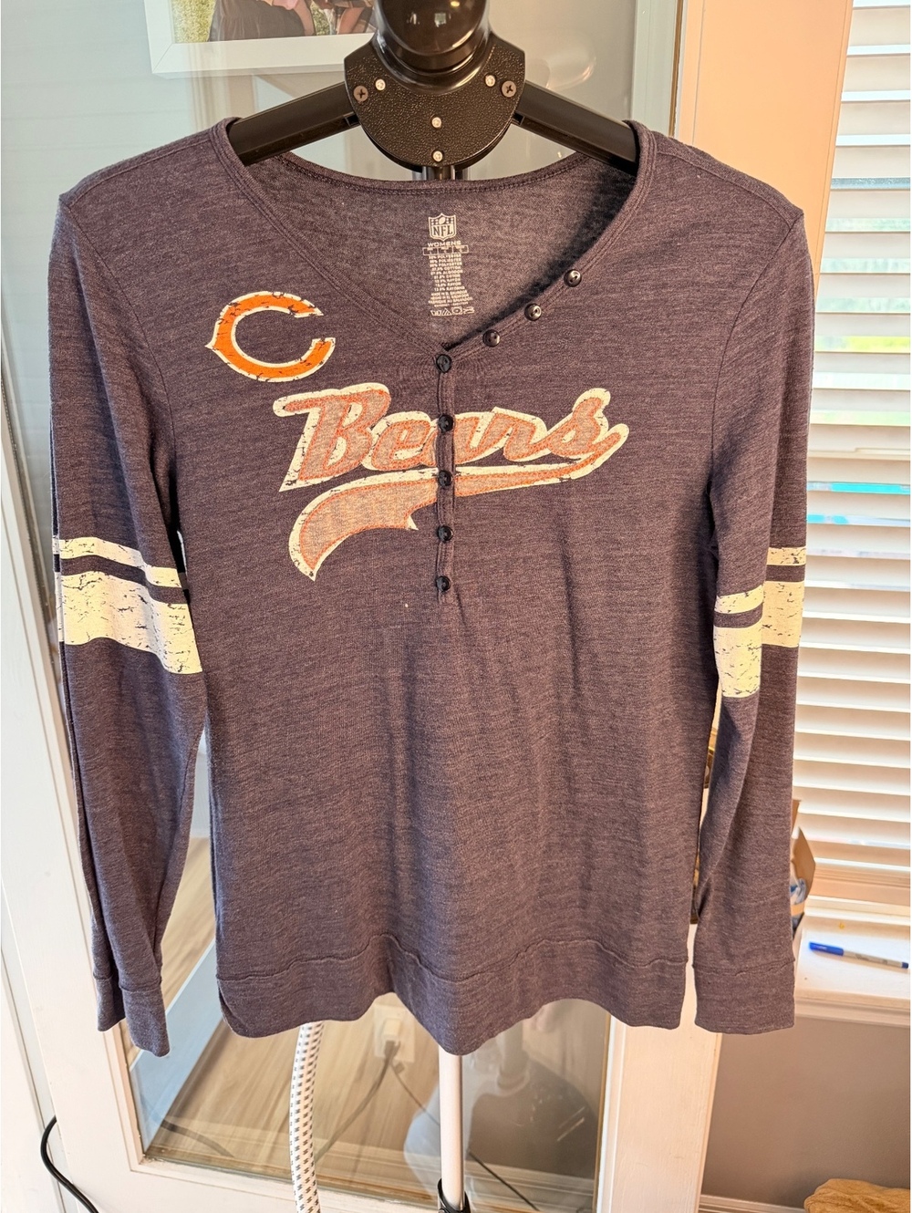 Chicago Bears NFL Womens Purple Long Sleeve Henley Shirt